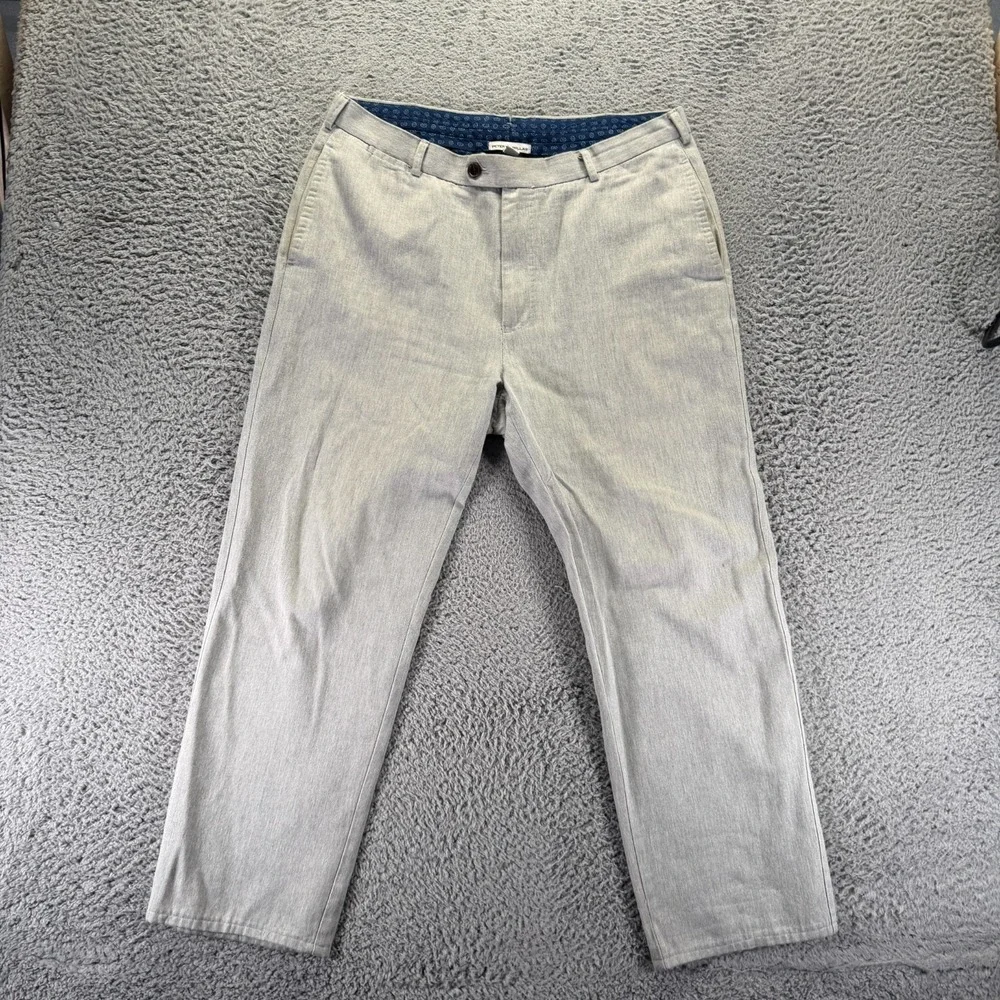 Peter Millar Pant Mens 36x27 Gray Cotton Chino Straight Business Career Preppy